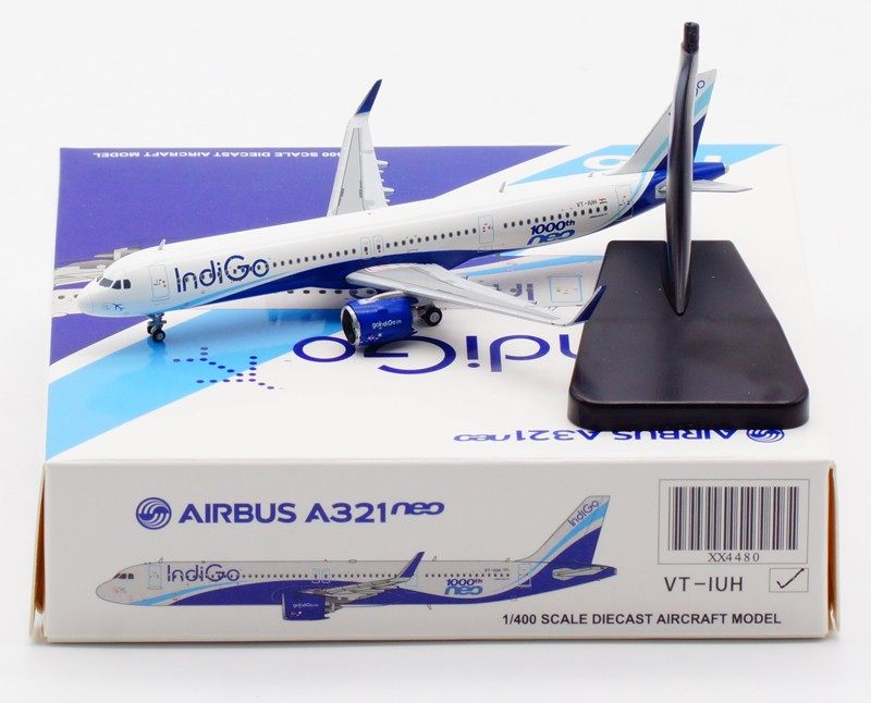 合金客机模型印度靛蓝A321neo