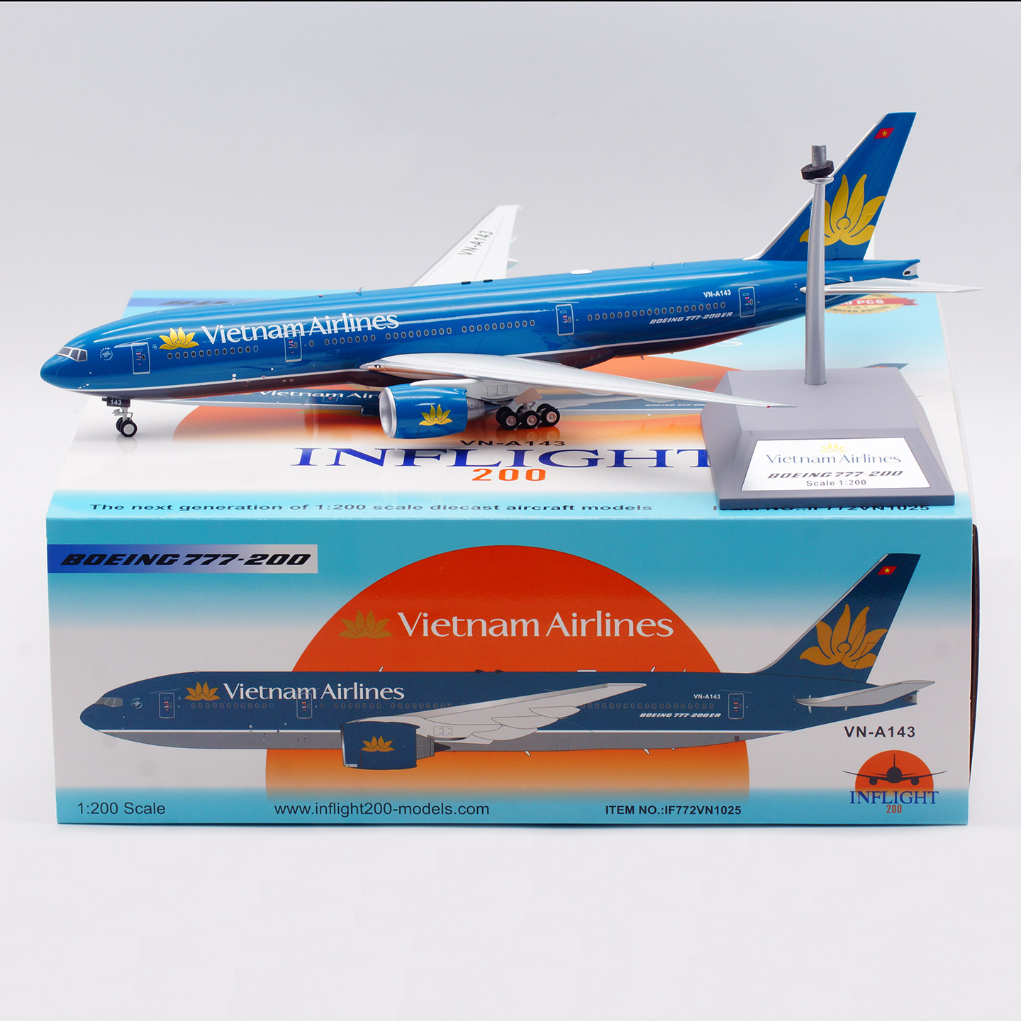 Inflight 1:200 合金飞机模型 越南航空 B777-200 VN-A143