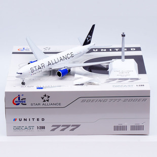 联合航空B777 200合金飞机模型 襟翼 N218UA 星空 200ER Jcwing