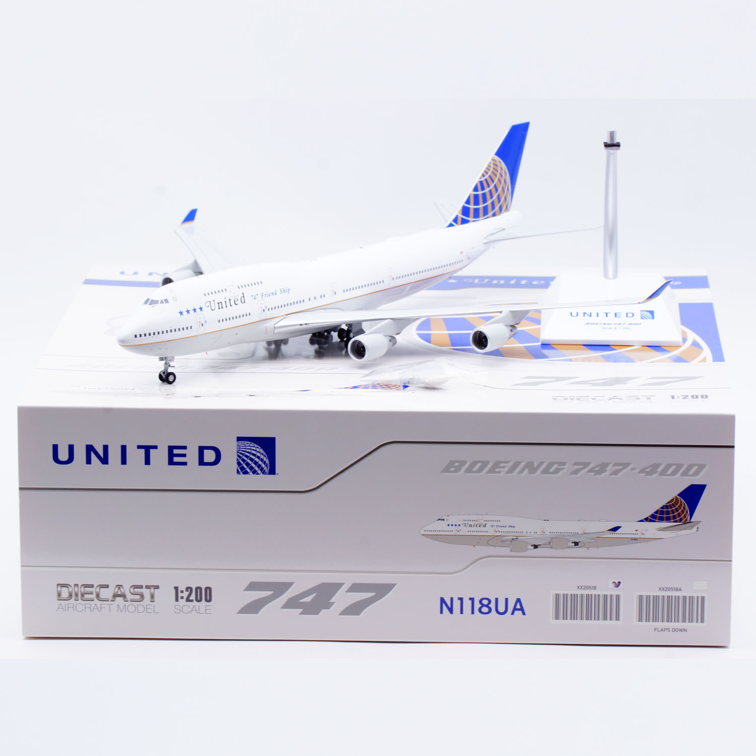 Jcwings 1/200 合金飞机模型 美国联合航空 B747-400 N118UA