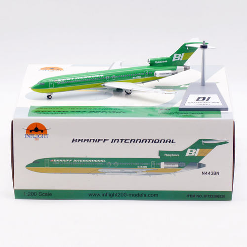 Inflight 1:200 飞机模型合金 布兰尼夫航空 波音B727-200 N443BN