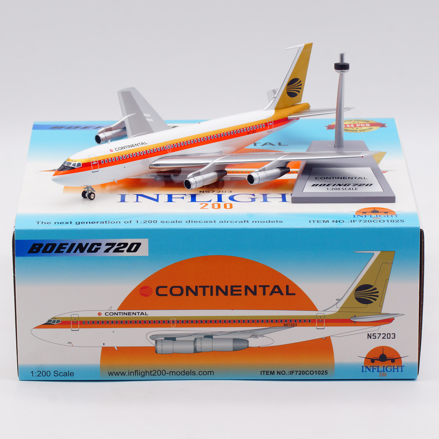 Inflight 1:200 合金飞机模型 美国大陆航空 B720 N57203