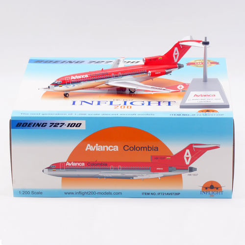 Inflight1:200飞机模型合金 阿维安卡航空 波音B727-100 HK-1337