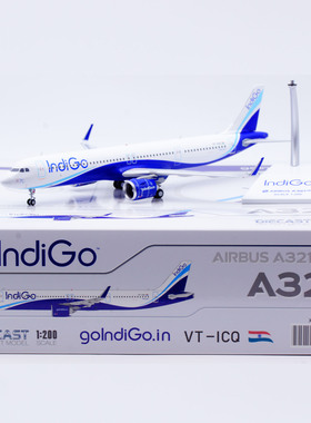 Jcwings 1/200 合金飞机模型 靛蓝航空 A321neo VT-ICQ