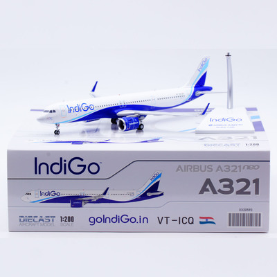 Jcwings 1/200 合金飞机模型 靛蓝航空 A321neo VT-ICQ