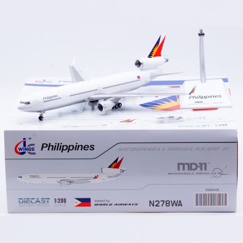 Jcwings 1/200 合金飞机模型 菲律宾航空 麦道MD-11 N278WA