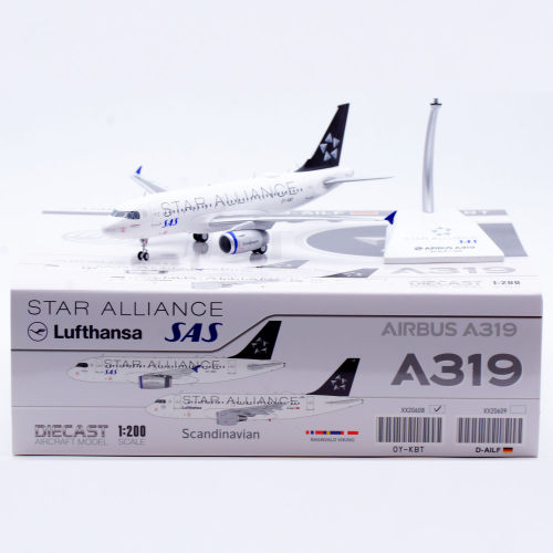 Jcwings 1/200 合金飞机模型 北欧航空 A319 OY-KBT 星空联盟