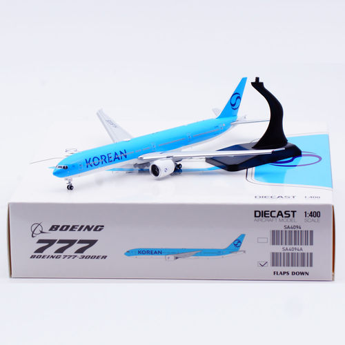 JC Wings 1:400合金飞机模型 大韩航空 B777-300ER HL8008 襟翼版