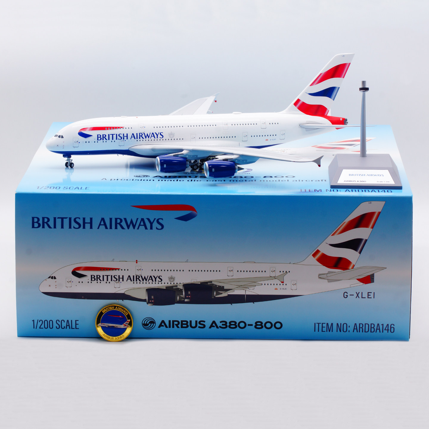 ARD 1:200 合金飞机模型 英国航空 A380 G-XLEI 带纪念币