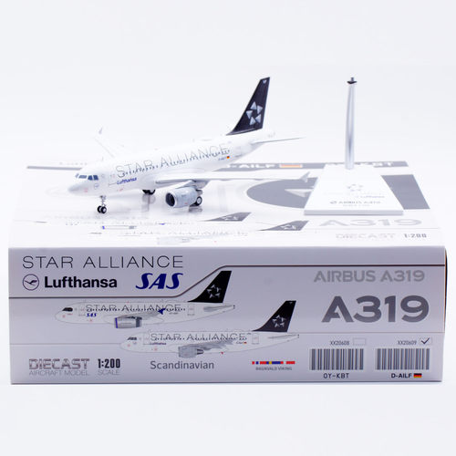 Jcwings 1/200 合金飞机模型 北欧航空 A319  D-AILF