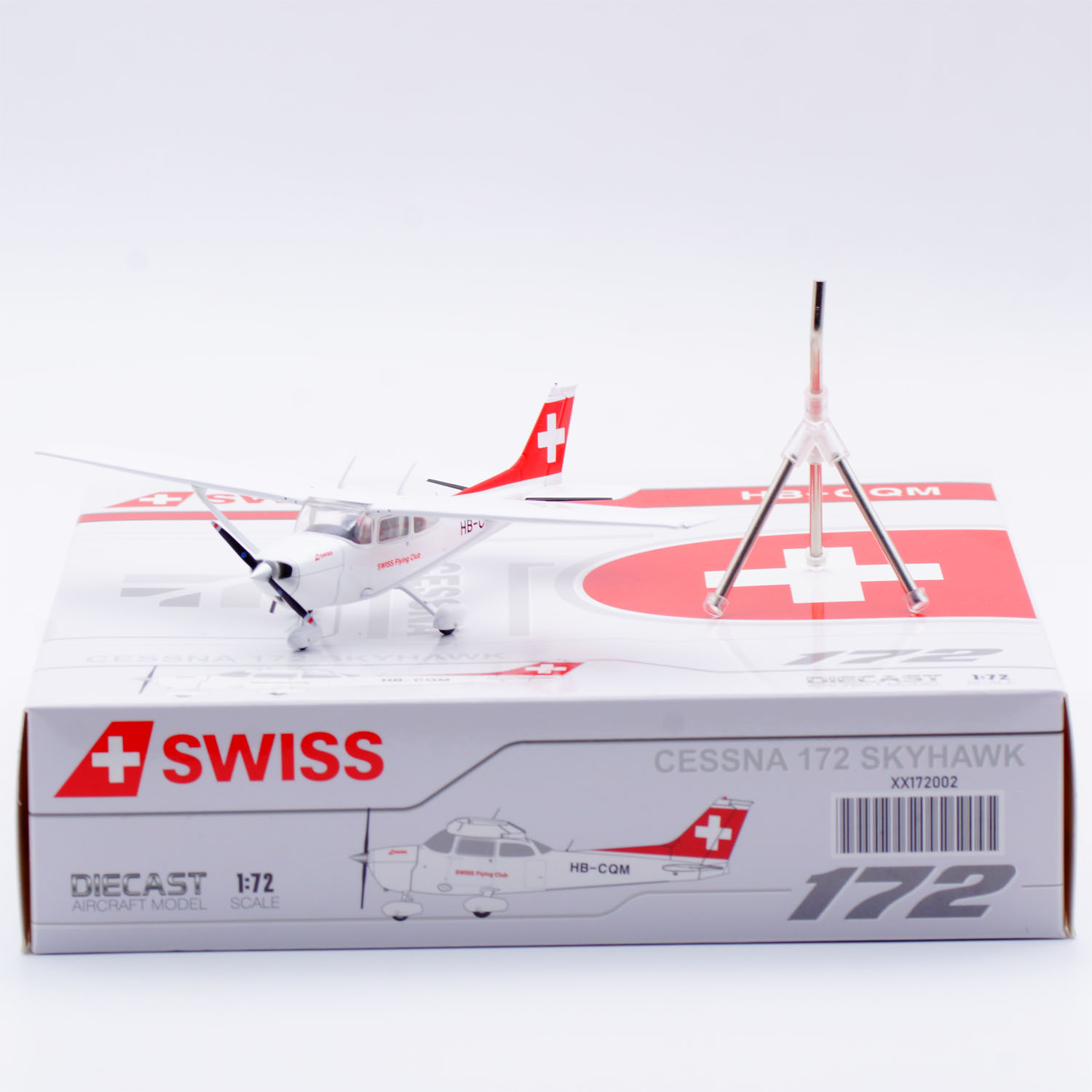 JC Wings 1:72 合金飞机模型 瑞士航空 塞斯纳172N HB-CQM