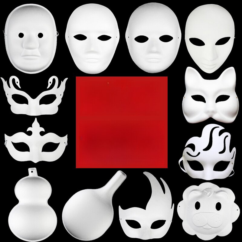 面具白色手绘京剧脸谱diy手工制作绘画白胚幼儿园儿童空白纸浆