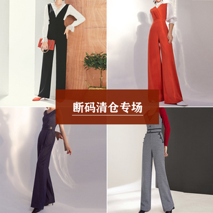时尚 女装 连体裤 阔腿裤 毛呢料垂感连体衣 特价 背带裤 清货清仓断码
