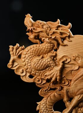 崖柏木雕龙马精神家居办公室玄关摆件乔迁开业马到成功年年有余