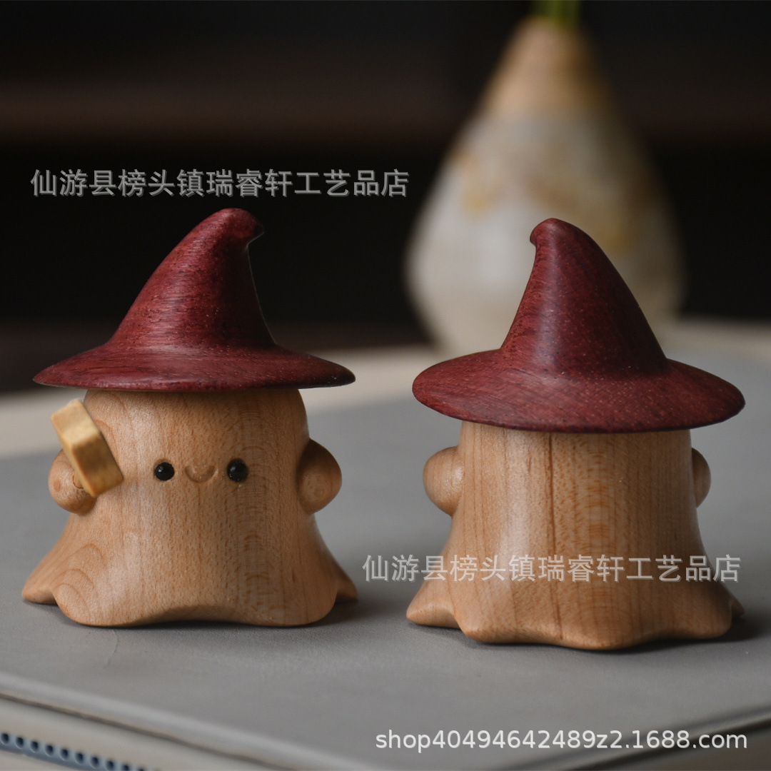 实木小精灵摆件创意实木雕刻拼接家居摆饰可爱摆件现代简约
