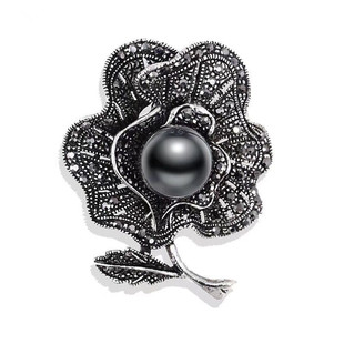 欧美复古潮流珍珠水钻花朵胸针精致西服礼服别针配饰个性胸章领针