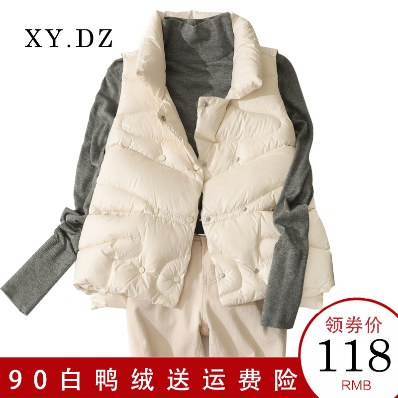 羽绒马甲女短款2023秋冬新款韩版宽松轻薄羽绒服背心坎肩马夹外套