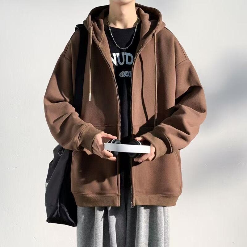 情侣同款美式连帽拉链开衫卫衣