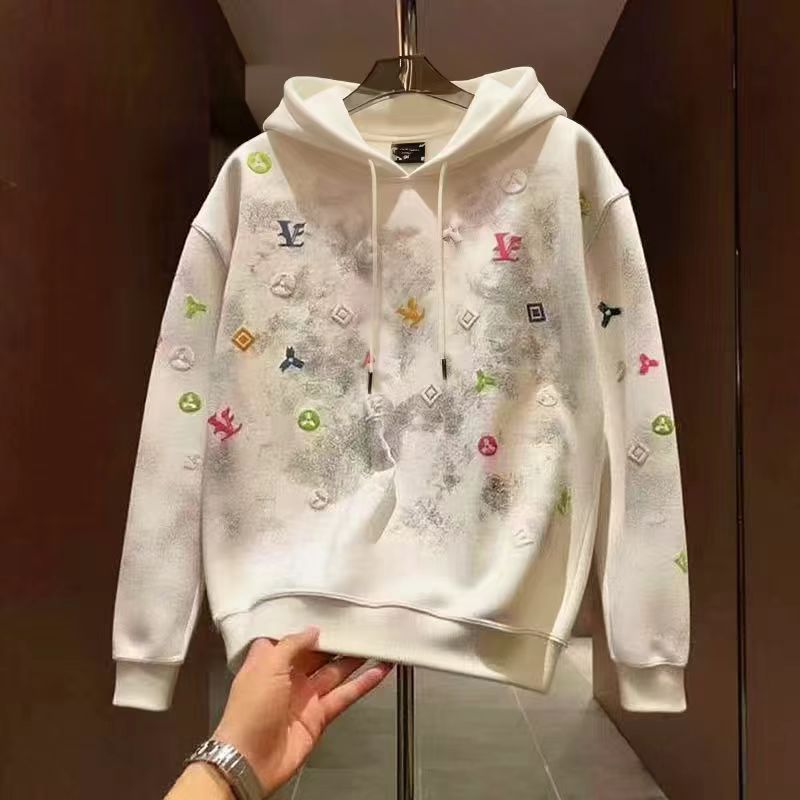 轻奢字母发泡印花连帽卫衣男