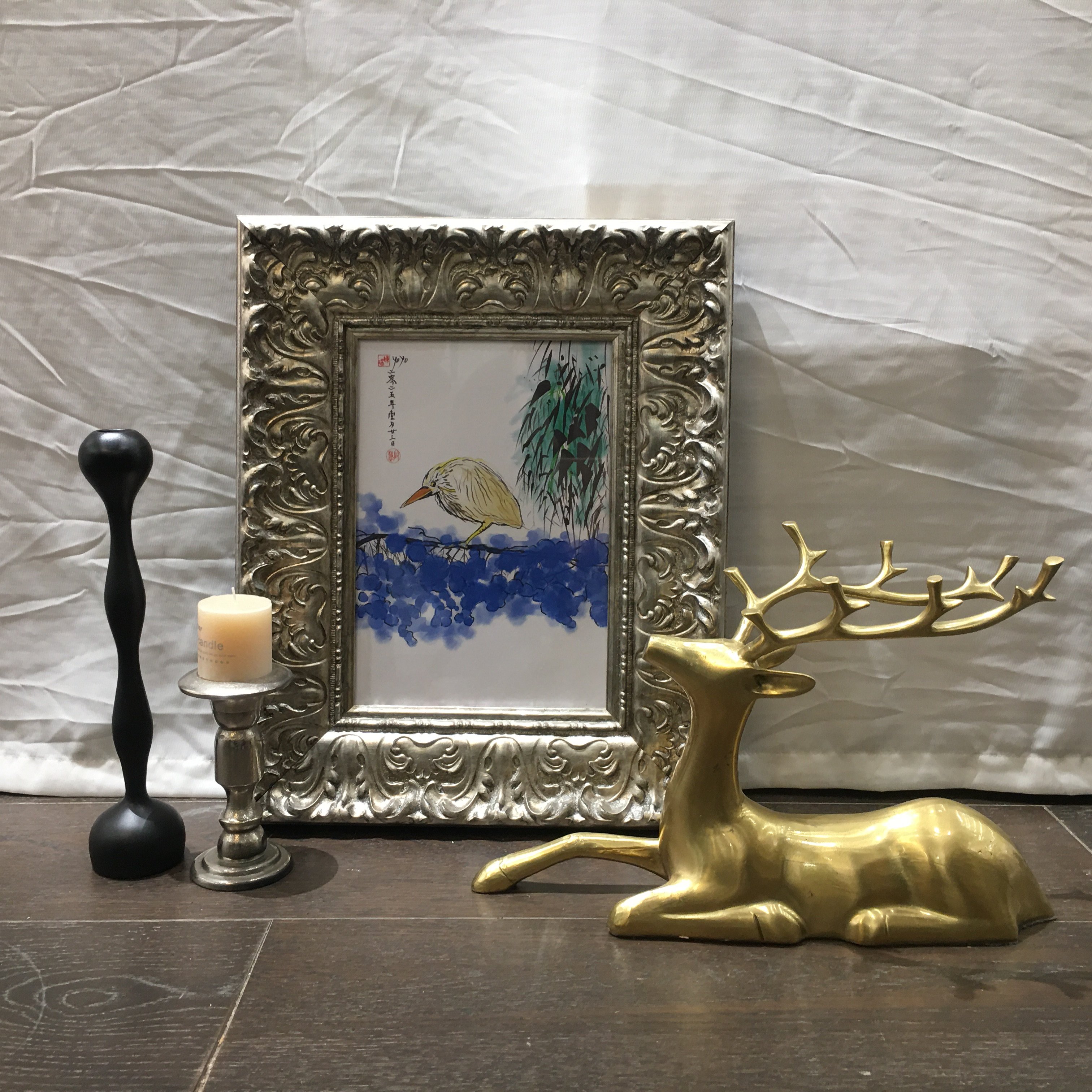 复古法式金色鹿摆件家居装饰铜雕塑工艺品客厅书房装饰品