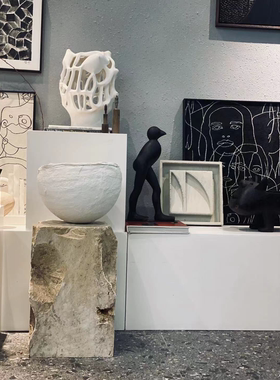 酒店会所别墅当堂庭院自然裂痕墩子装置艺术石头古朴摆件楼梯大物