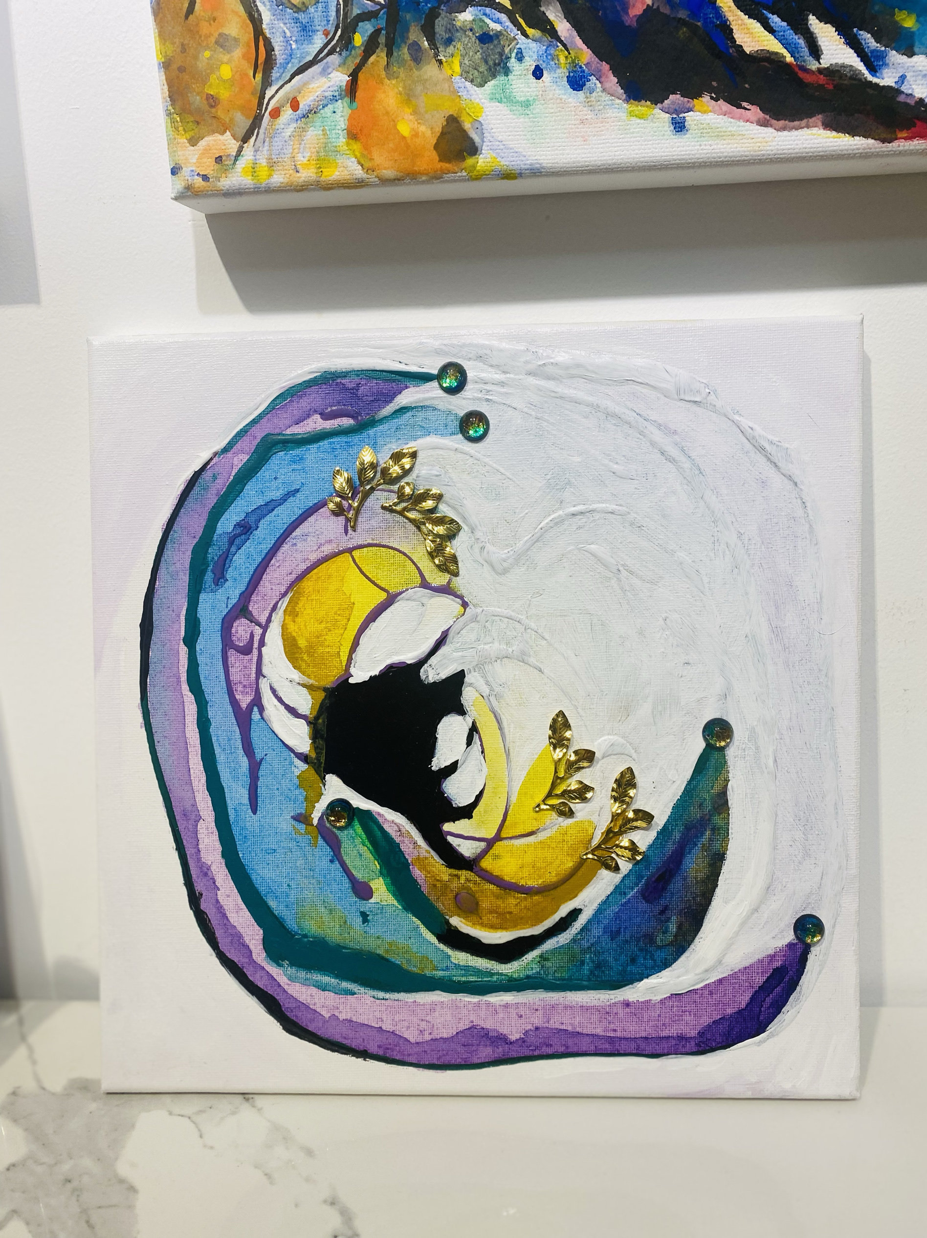 启慧设计师实物皇冠画作玄关民宿酒店餐厅书房茶室装饰图片