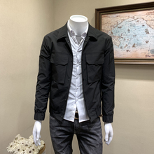 韩版 男衣服潮 潮流翻领休闲外套青年修身 工装 秋冬季 夹克男2019新款