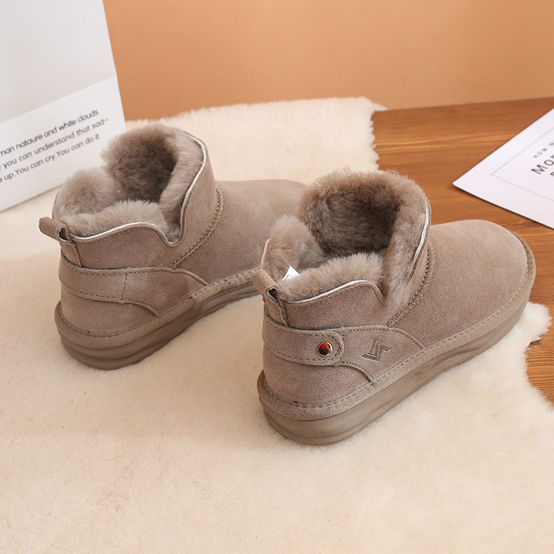 洋气简约雪地靴女短靴牛皮羊毛一脚蹬冬季加绒短筒低帮保暖棉鞋女,女鞋,时尚雪地靴,淘宝优惠券,粉丝福利购,淘宝优惠卷