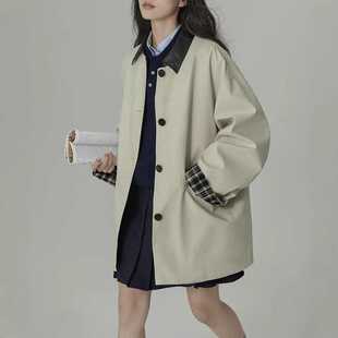 HAVERICE饭馆 春日来信 撞色复古高级新款小个子莱赛尔风衣外套女