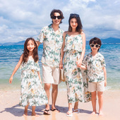 一家三口海边度假母女装 适合拍照 夏装 新款 连衣裙洋气 亲子装