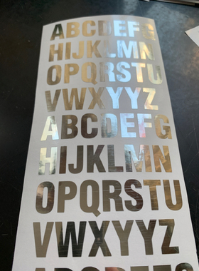 高18mm字母金银色蓝粉白色亮金防水贴黑色大写小写字母装饰不干胶