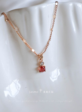 简约红色项链小众高级感