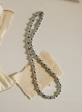 小众真多麻灰色珍珠项链