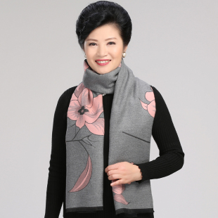 中老年女士围巾秋冬奶奶妈妈披肩冬季加厚保暖丝巾老人老年人围脖