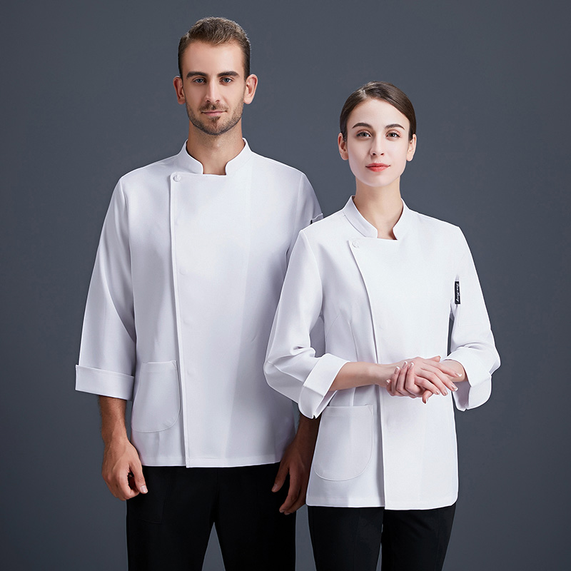 纯色通用餐厅厨师服装长袖后厨厨房工作服秋冬装饭店厨师工装厨衣