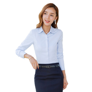 职业装OL白色衬衫女长袖正装销售银行商务修身气质衬衣韩版工作服
