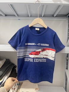 日D*新干线儿童纯棉短袖t恤130亮片动车