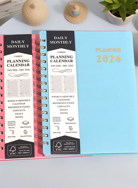 2026Planner跨境日程本PP日历本A5线圈本年历本计划本笔记本定制