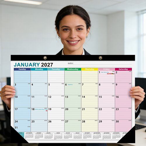 爆款2027-2028年日历18个月倒计时桌面台历大号英文挂历大班台历