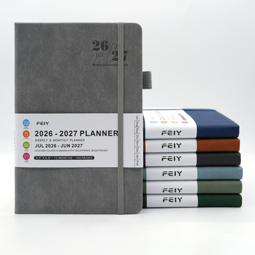 2026-2027英文周计划本亚马逊A5简约Planner定制笔记本本子印Logo