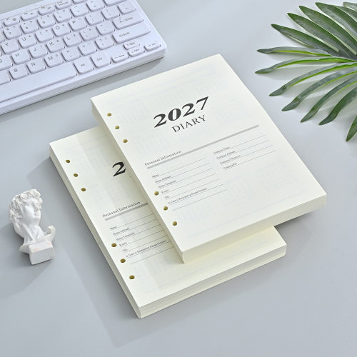 2027英文日程本活页芯替换内页芯计划本365天外贸英文内芯年历本