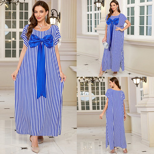 泳衣外搭连衣长裙女 长袍比基尼罩衫 欧美新款 人棉度假防晒宽松大码