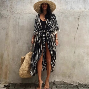 泳衣外搭女披肩沙滩外套 比基尼罩衫 欧美度假风宽松大码 防晒衣开衫