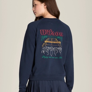 代购wilson威尔胜Classic Crew女网球运动服简约经典休闲卫衣套头