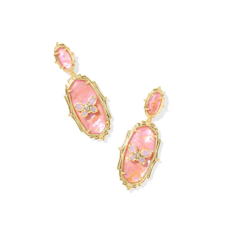 海外代购Kendra Scott（饰品）女士耳钉金色海绿硅孔雀石