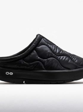 代购Oofos男士拖鞋减震保暖透气黑色轻量绗缝设计闭孔泡沫