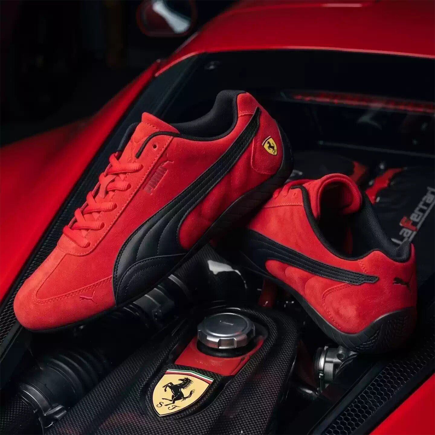 代购Ferrari x Puma Speedcat彪马法拉利联名红黑拼色男士赛车鞋
