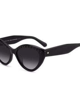 代购kate spade女士太阳镜猫眼款黑色全框塑料材质出行逛街墨镜