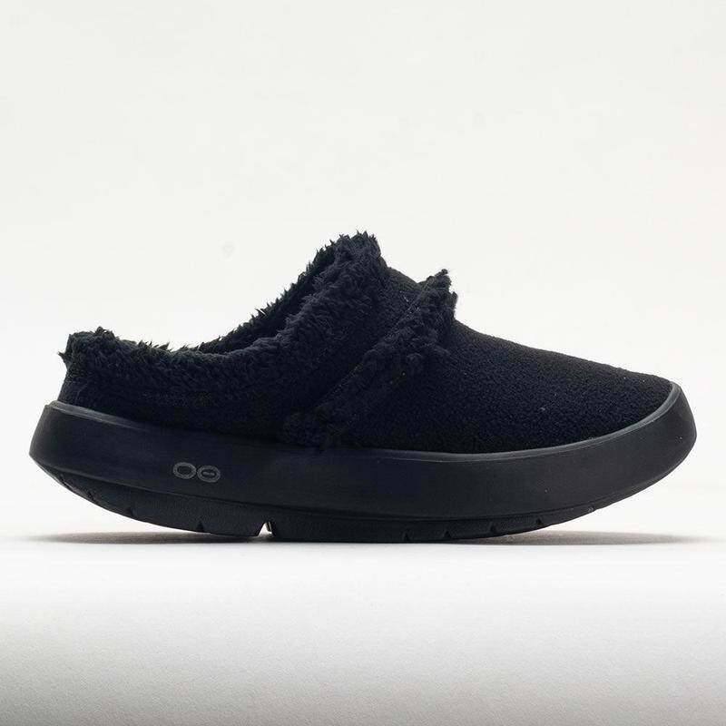 代购Oofos男士拖鞋缓震透气易穿脱防臭黑色绒面材质轻量设计