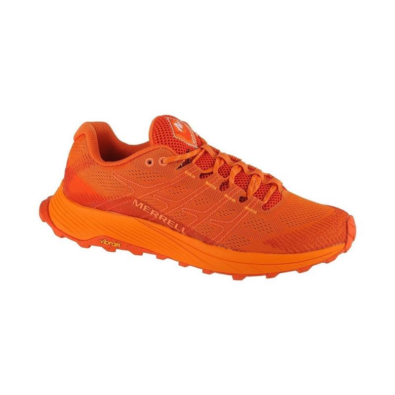 代购Merrell迈乐男士越野跑鞋轻量化耐磨防滑透气橙色网面材质